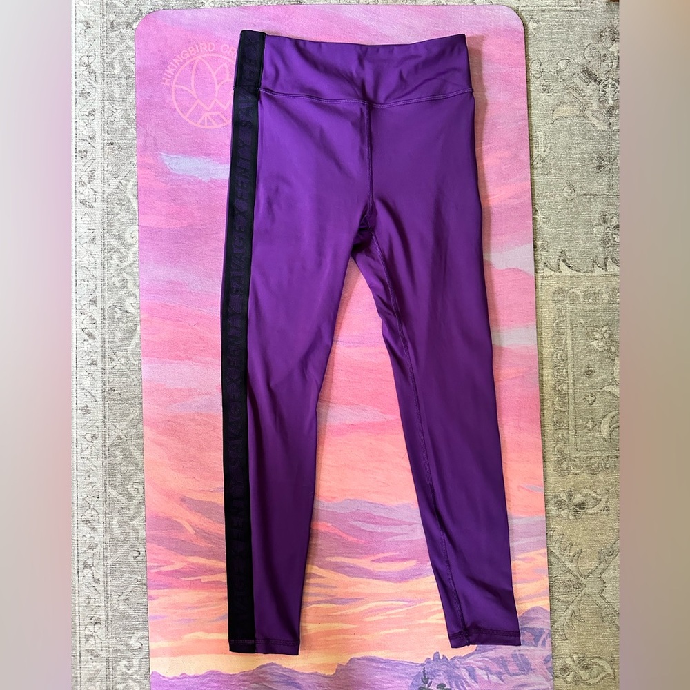 Savage X Fenty Purple Leggings with Black Stripe